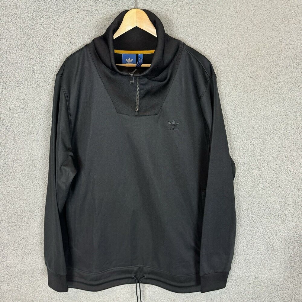 ADIDAS Jacket Mens XL Black Shadow Tones 1/2 Zip Casual Pullover Track Top